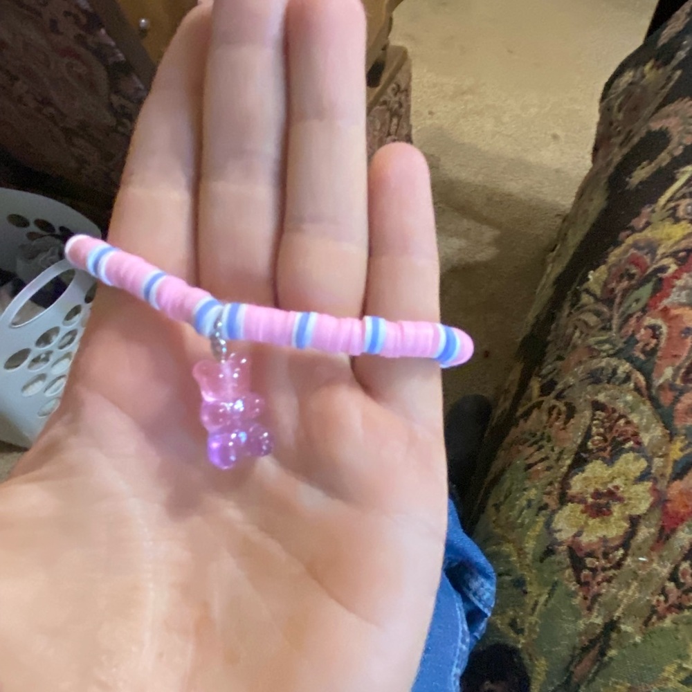 Pink clay bead bracelet